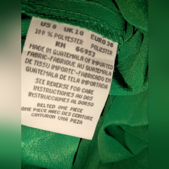 Leslie Fay (Size 8) Vintage Green & Navy Trim Pearl Button SS Fit & Flare Dress - Picture 7 of 9